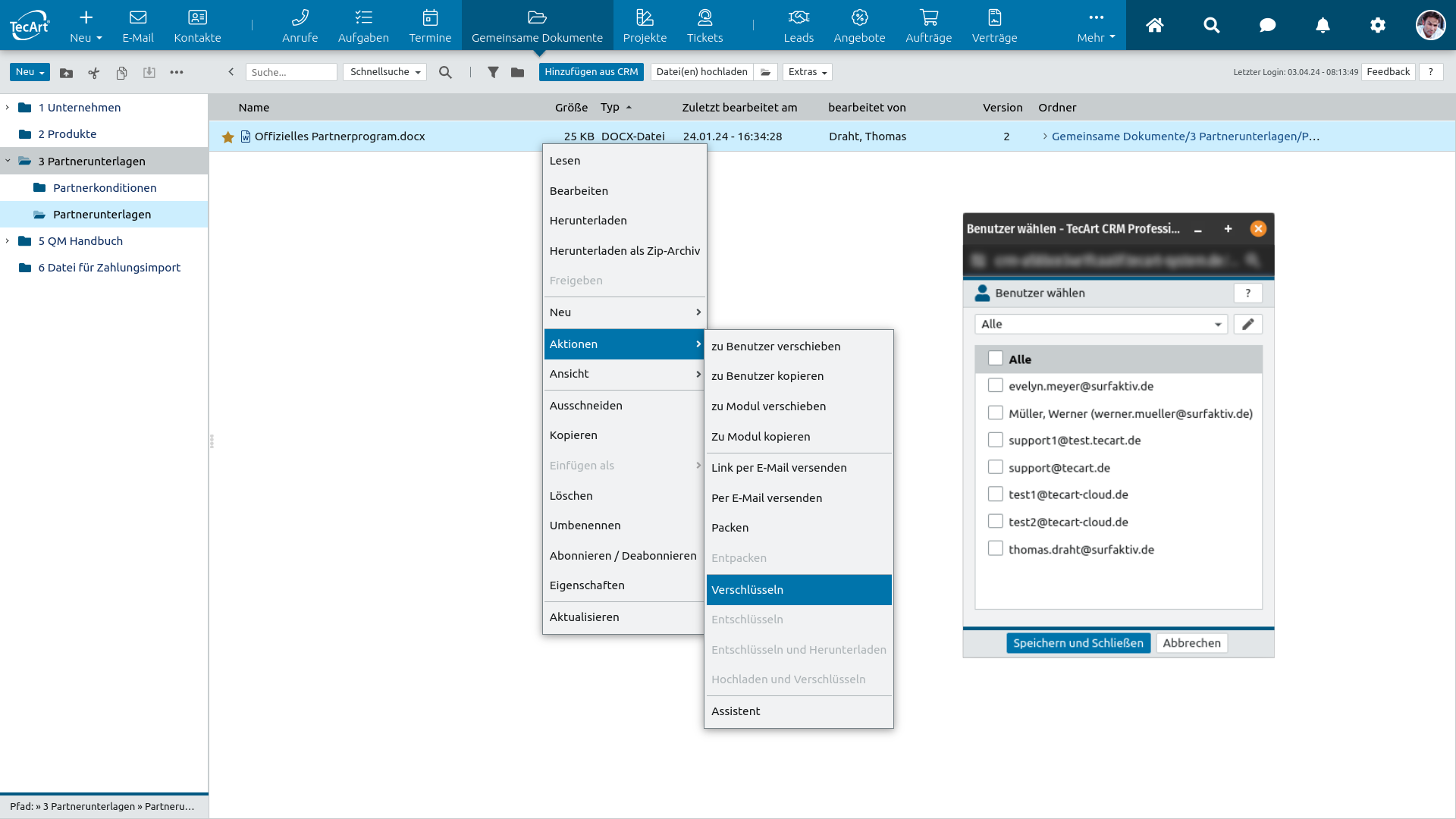 Verschlüsseln von Dokumenten